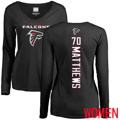 Atlanta Falcons Black Women Jake Matthews Backer NFL Football #70 Long Sleeve T Shirt